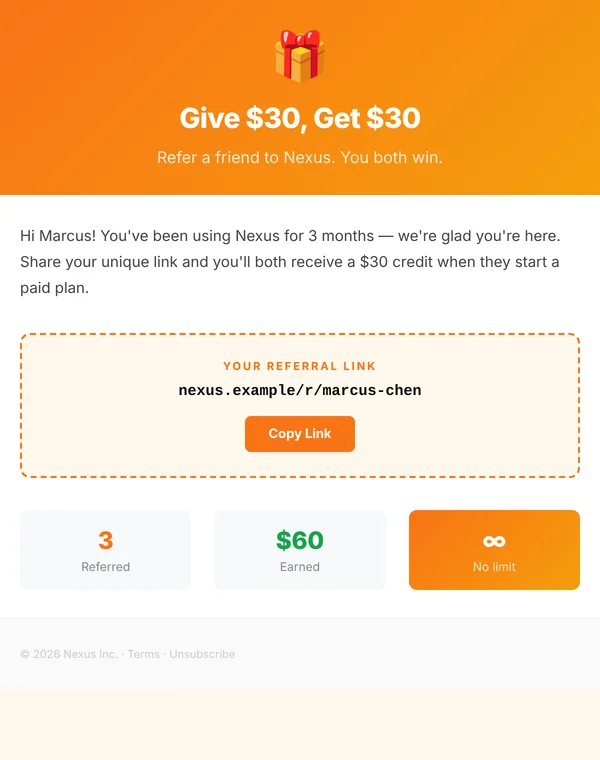 Preview of the referral email